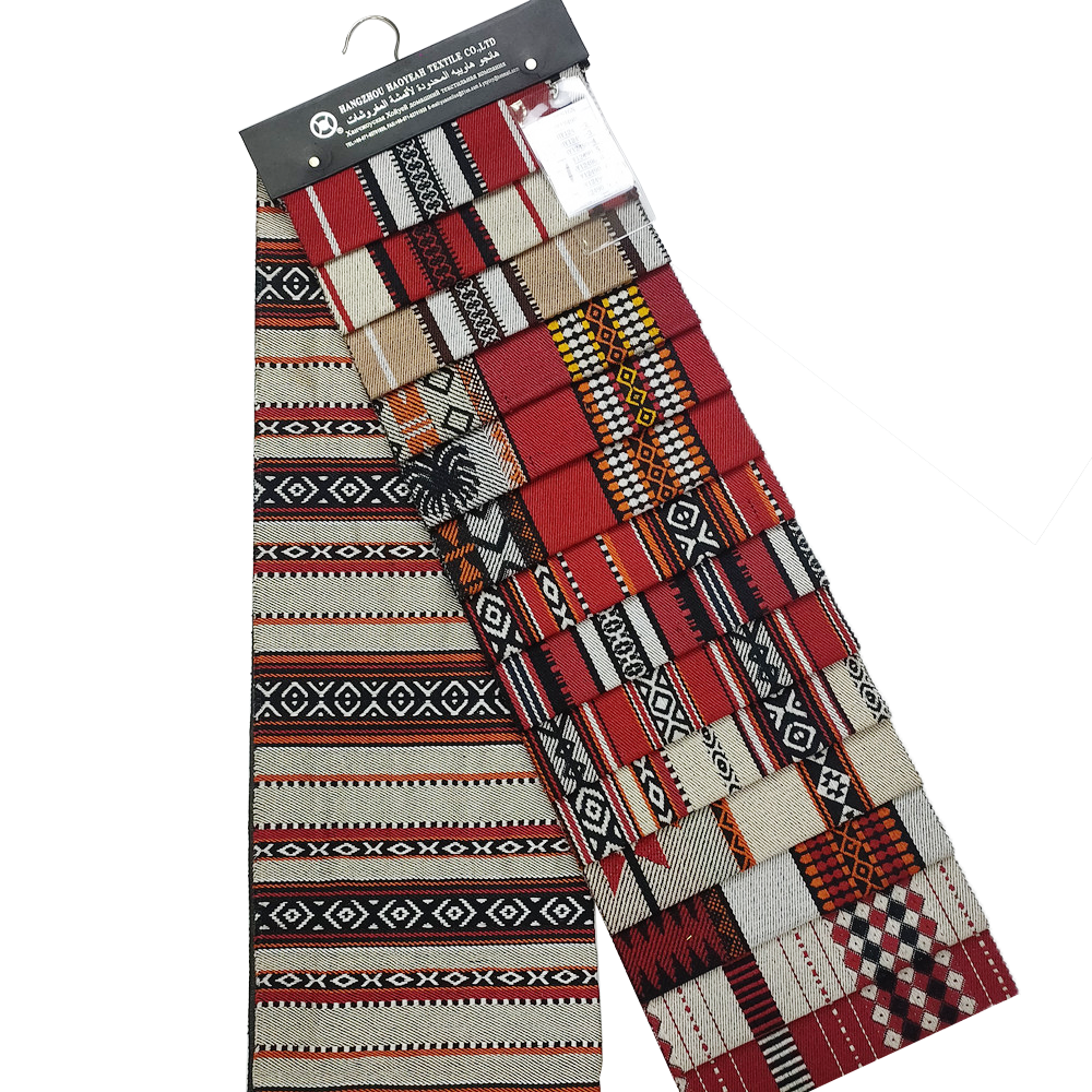 Pasadyang istilo ng Arabe pula at itim na jacquard sadu sofa tapiserya tela