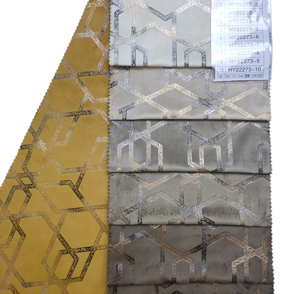 Creative Geometric Pattern Gold Foil Print Holland Velvet Sofa Furniture Fabric