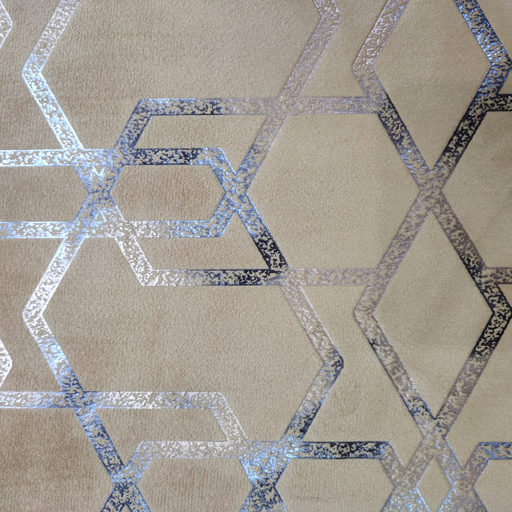 Creative Geometric Pattern Gold Foil Print Holland Velvet Sofa Furniture Fabric